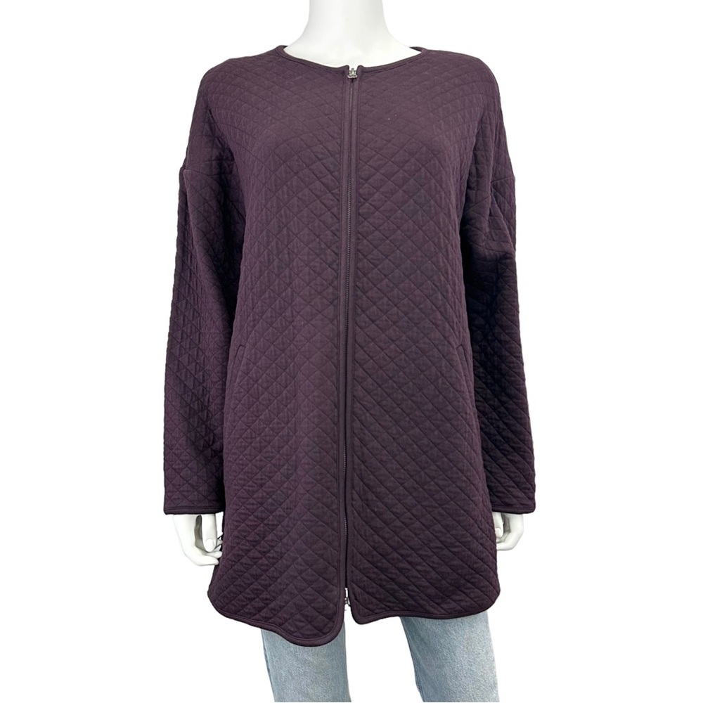 EILEEN FISHER Eggplant Quilted Organic Cotton Jacket